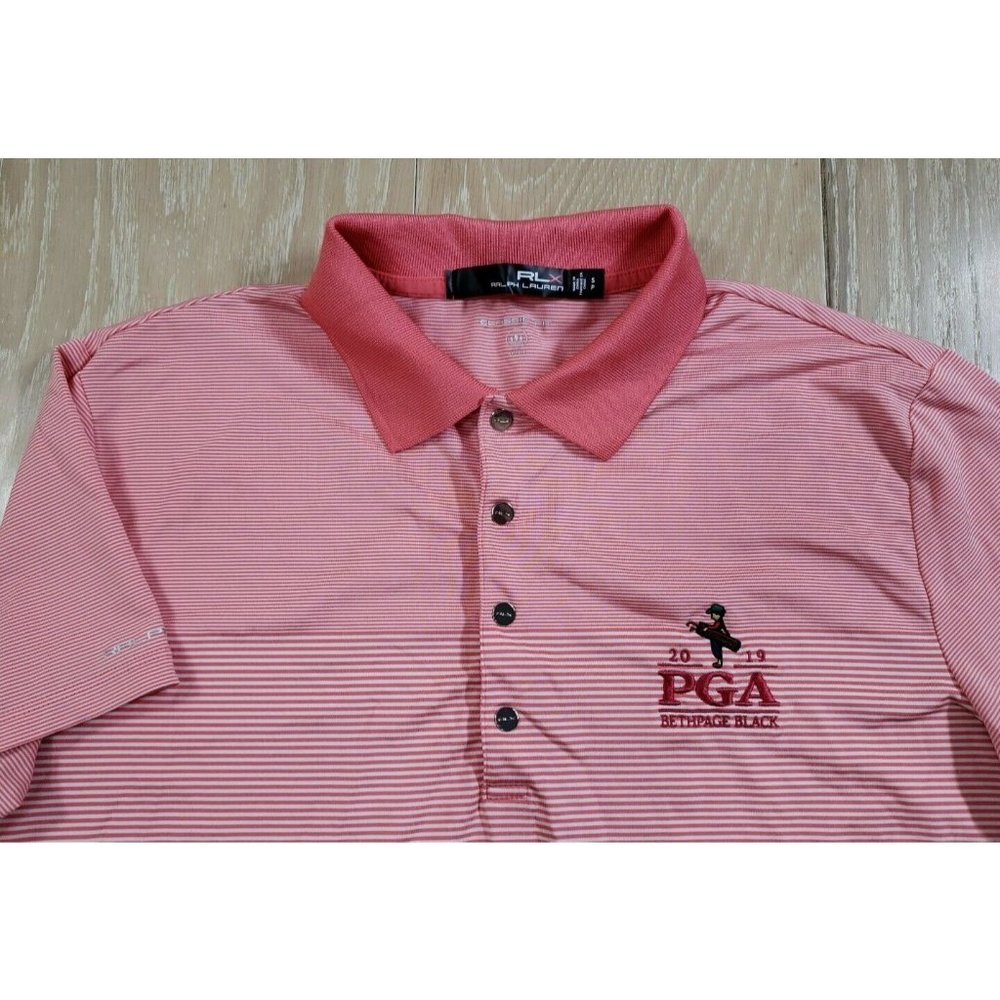 RLX Classic Fit Wicking Polo Shirt Women's Small Pink White Striped PGA Golf